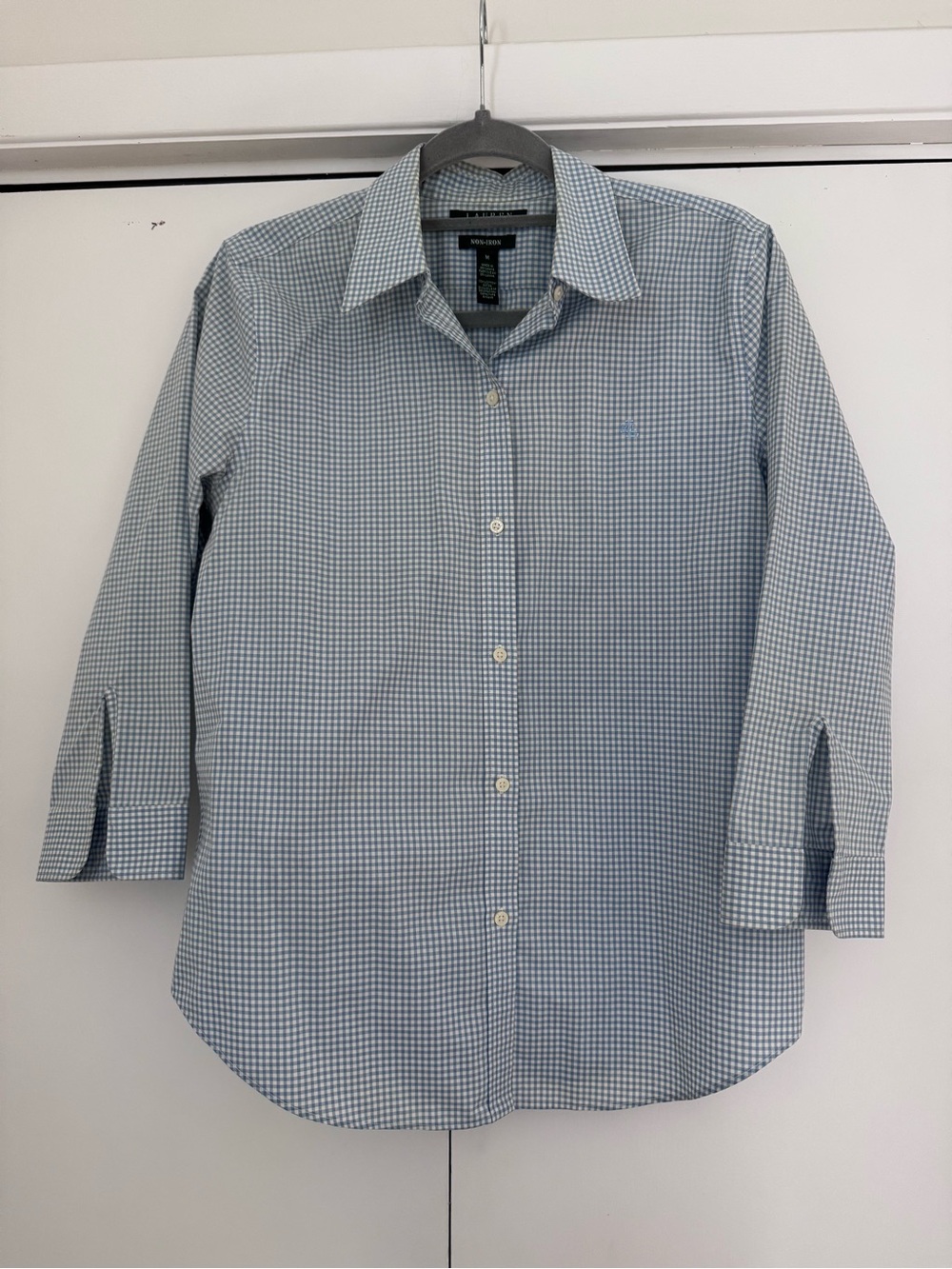 Ralph Lauren Light Blue White Gingham Dress Shirt - Picture 2 of 7
